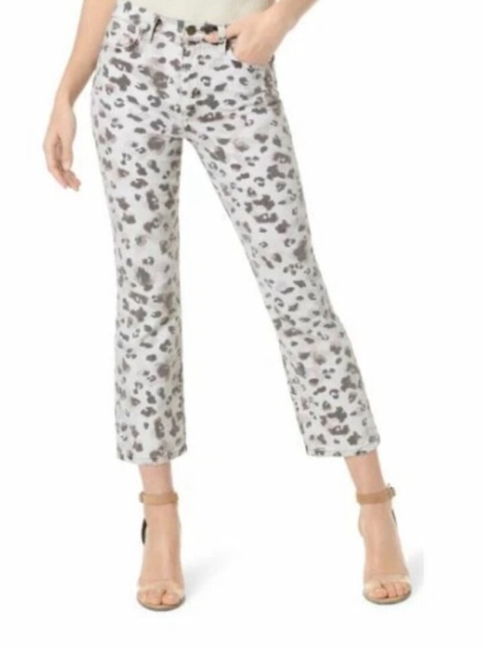 Joe's Jeans The Callie High Rise Cropped Boot Cut Jeans Leopard Print $228